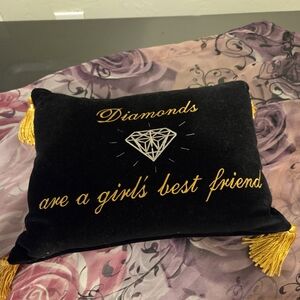 Black Decorative Pillow with Gold Embroidery
